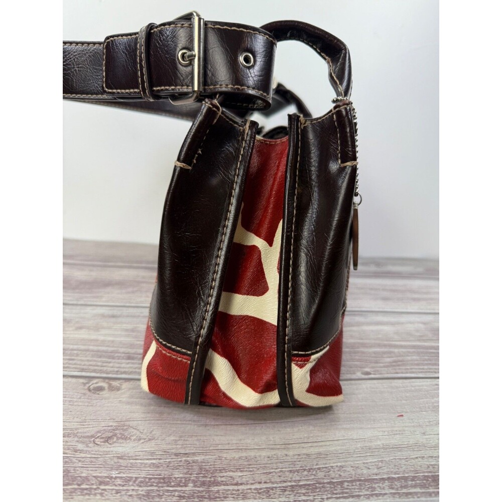 Nine & Co. Red and Brown Giraffe Print Shoulder Bag - Picture 12 of 16
